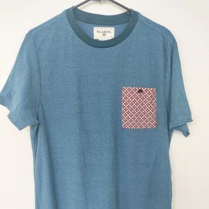 Billabong Men's T Shirt Blue with Red X Large